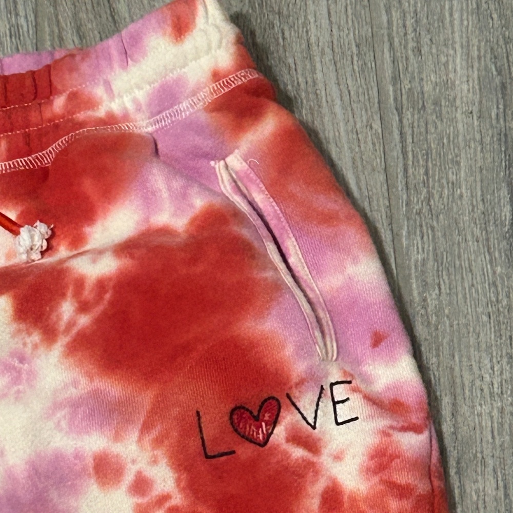 LIKE NEW! Women's PJ Salvage Pink/Red Tye Die "Love" Sweatpant Cotton Jogger-SM